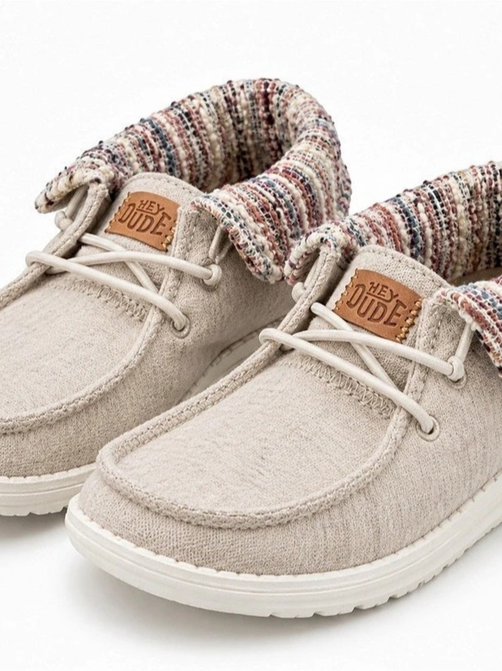 Hey Dude Wendy Fold Youth Baja Cream Multi Shoes — Kids Size 12